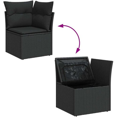  Vrtna sofa kutna s jastucima crna poli ratan Slike