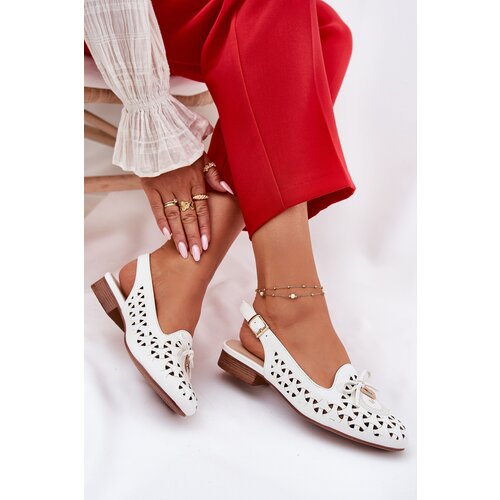 Boto Perforated Ballerinas With Open Heel White Navinnia Slike