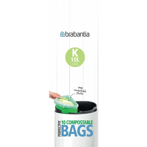 Brabantia PerfectFit vrečke za smeti - biološko razgradljive - 10L (K) - 10 kosov na roli