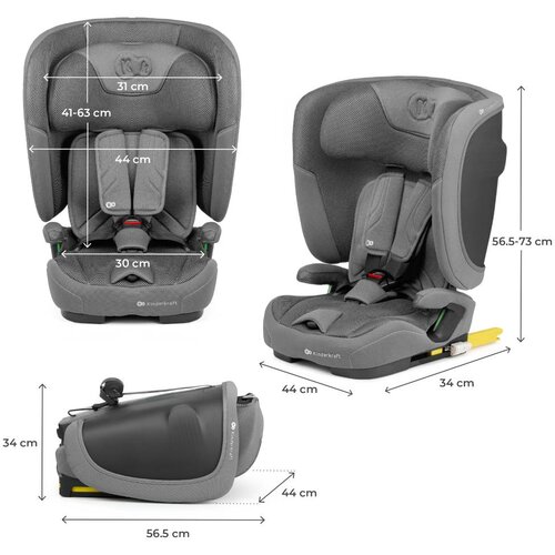 Kinderkraft avtosedež FIX2GO i-Size 9-36 kg (76-150 cm), siv Slike