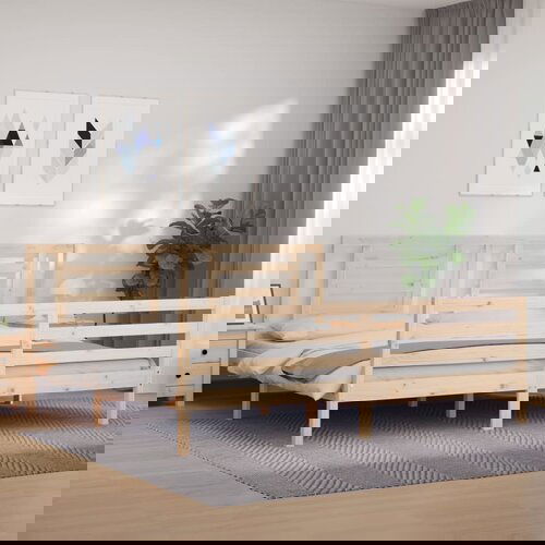 VidaXL Okvir kreveta s uzglavljem 200 x 200 cm od masivnog drva Slike