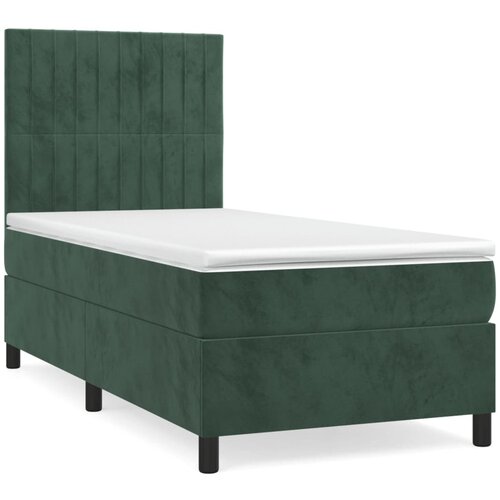 VidaXL Box spring postelja z vzmetnico temno zelen 90x190 cm žamet, (20897021) Slike