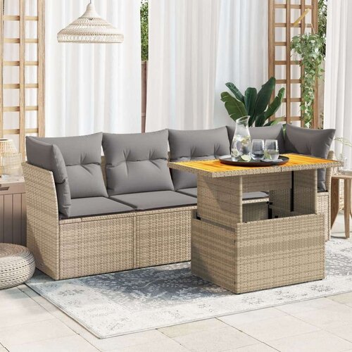 vidaXL 5-dijelni vrtni set sofa s jastucima bež od poliratana Cijene
