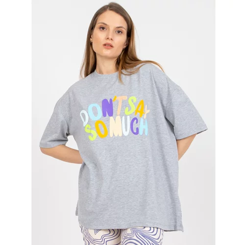 Fashion Hunters Gray melange oversize t-shirt with a print