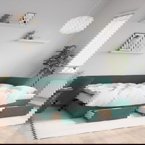 VidaXL Dnevni krevet na razvlačenje tamnozeleni 90 x 200 cm bar&amp;scaron;unasti Slike