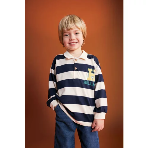 Defacto Baby Boy Polo Neck Striped Sweatshirt