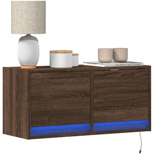 vidaXL Zidni TV ormarić s LED svjetlima boja hrasta 80x31x38 cm Cijene