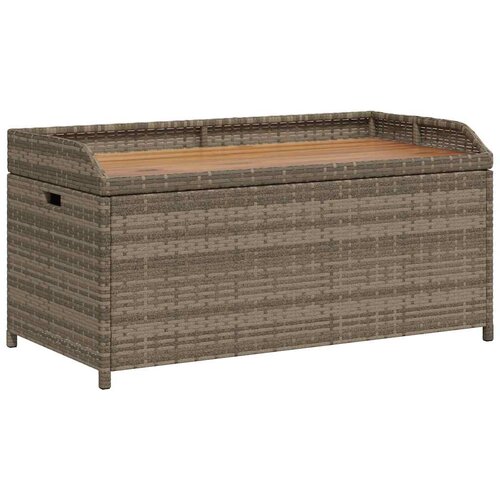  Klupa za pohranu siva 100x50x52 cm poliratan i bagremovo drvo Slike