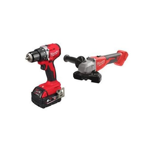 Milwaukee Set aku bušilica-odvijač 18V 5Ah M18 BLPDRC-502C + aku brusilica 18V 125mm M18 BLSAG125X-0 Cene