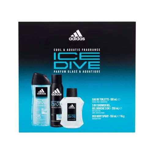 Adidas Ice Dive Set toaletna voda 100 ml + dezodorans 150 ml + gel za tuširanje 250 ml za moške