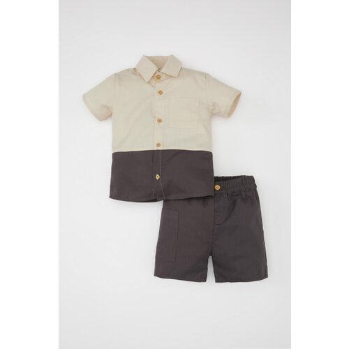 Defacto baby boy poplin short sleeve shirt and shorts 2-Piece set Cene