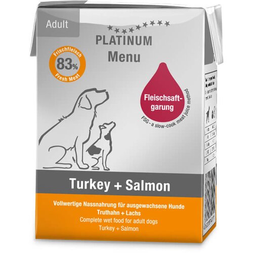 Platinum menu adult turkey + salmon - vlažna hrana za pse sa ćuretinom i lososom (90g, 185g, 375g) 185g Cene
