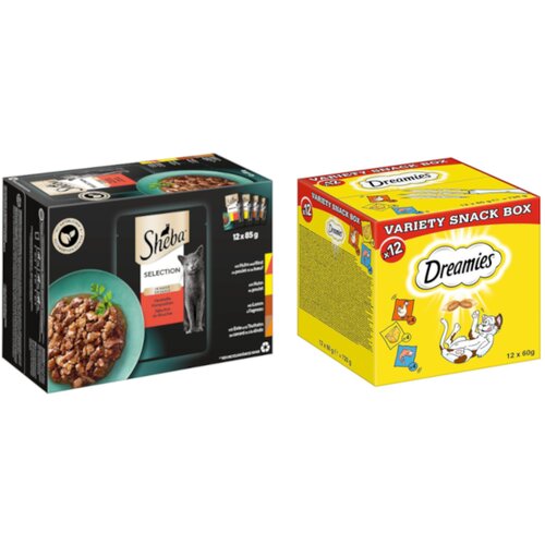 Dreamies 48 x 85 g Sheba vrečk + 12 x 60 g Mixbox po posebni ceni! - Selection in Sauce izvrstna kompozicija Cene