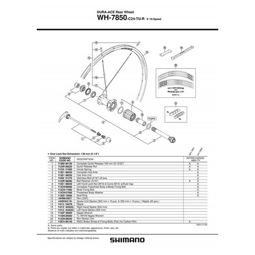  ŽICA SHIMANO WH7850C24TUR RIGHT 302MM Y012AD02G SHIMANO Slike