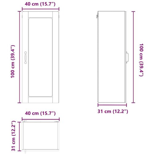 VidaXL Zidni kuhinjski ormarić s policom Siva Sonoma 40 x 31 x 100 cm Slike