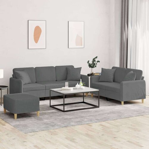  3-dijelni set sofa s jastucima tamnosivi od tkanine Cene