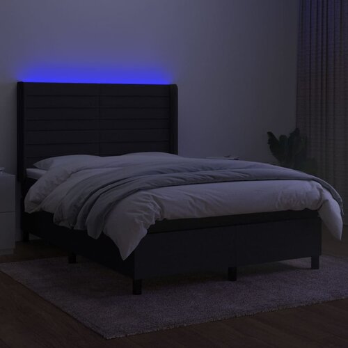  box spring s madracem LED crni 140x190 cm od tkanine Slike