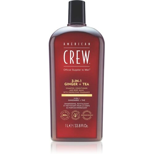 American Crew 3 in 1 Ginger + Tea 3 v 1 šampon, balzam in gel za prhanje za moške 1000 ml Cene