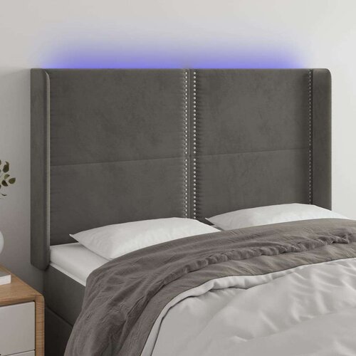  Posteljno vzglavje temno sivo 147x16x118/128 cm žamet, (20736868) Slike