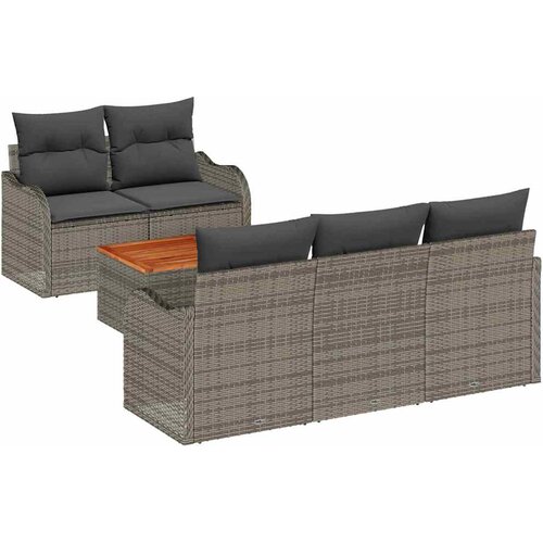  Sjedeća garnitura za vrt 6 kom. 5-Broj sjedala Siva poliratan 176 x 62 x 69 cm Slike