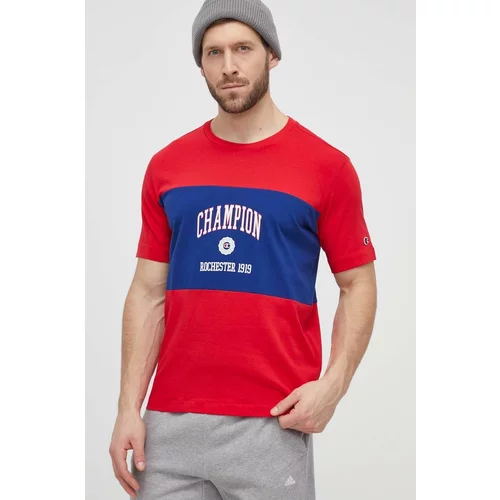 Champion Bombažna kratka majica moška, rdeča barva, 219853