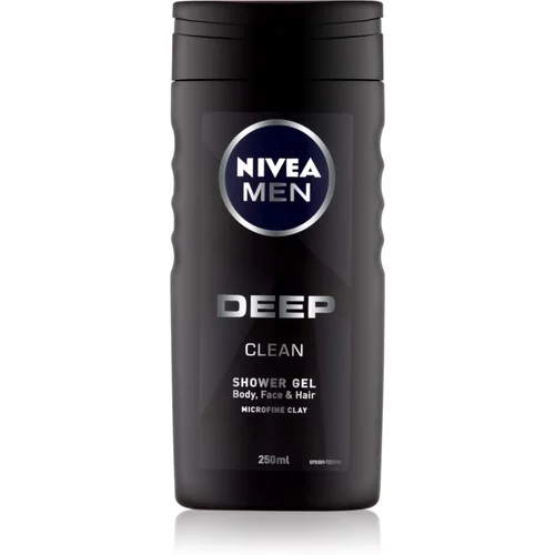 Nivea Men Deep Clean Body, Face & Hair gel za prhanje za telo, obraz in lase 250 ml za moške