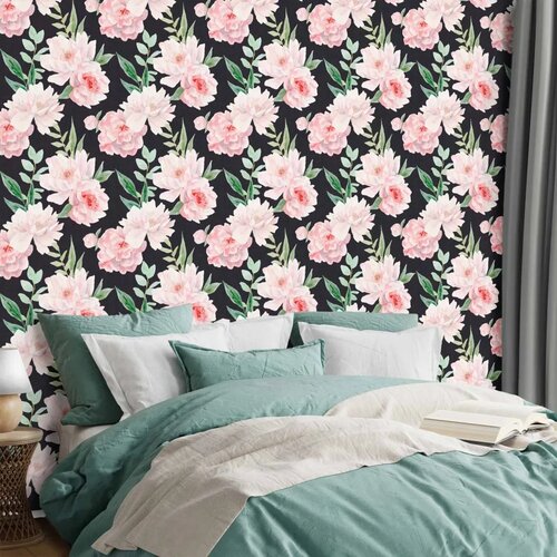  Tapeta - Peonies on graphite background 49x1000 Cene