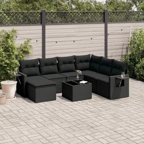 vidaXL 8-dijelni set vrtnih sofa od poliratana s jastucima crni Cijene