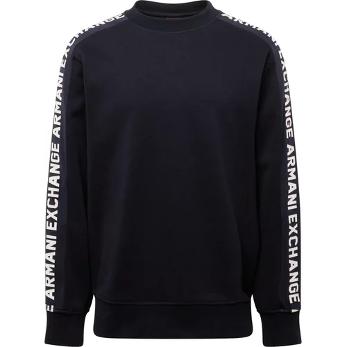 Armani Exchange Sweater majica mornarsko plava / bijela