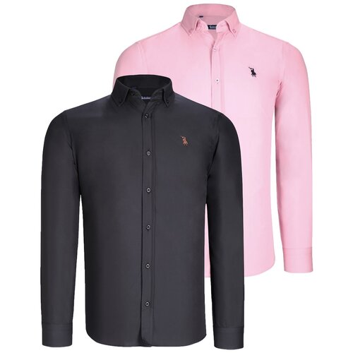 Dewberry DUO SET G725 MEN&amp;#039;S SHIRTS-BLACK-PINK Slike