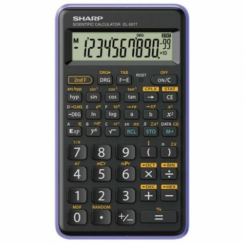 Sharp kalkulator tehnički 10 plus 2mesta 146 funkcija el-501tb-vl crno ljubičasti blister Cene