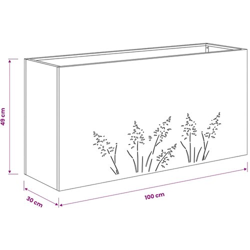  Vrtna saksija Antracit 100 x 30 x 49 cm Čelična vrata Slike