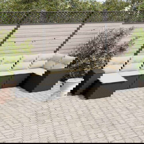  7-dijelni set vrtnih sofa od poliratana s jastucima crni Slike