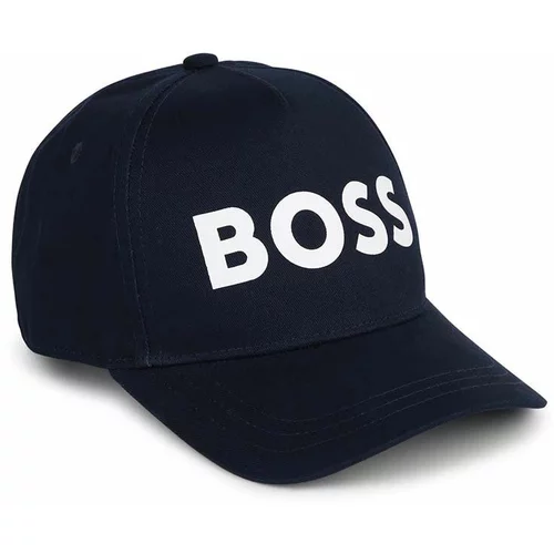 Boss Otroška bombažna bejzbolska kapa mornarsko modra barva