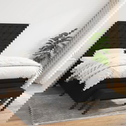 VidaXL Box spring postelja z vzmetnico črna 90x200 cm blago Slike