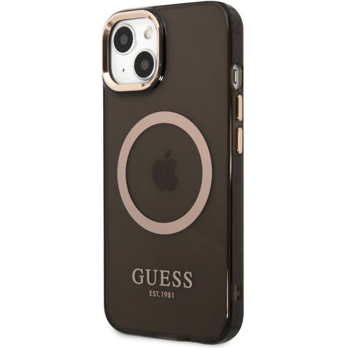 Guess Magsafe ohi&amp;scaron;je za Apple iPhone 14 Plus TPU z zlatimi obrisi, ?rna, (21244248) Slike