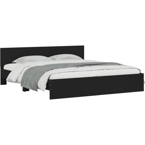  Okvir kreveta s uzglavljem crni 200 x 200 cm Slike