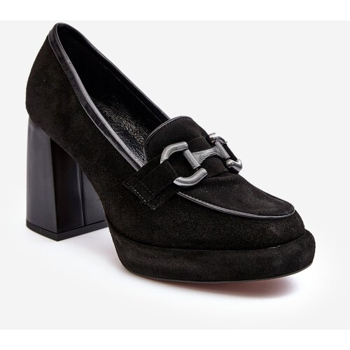 Kesi Leather pumps with massive high heels Laura Messi 2706 Black Slike