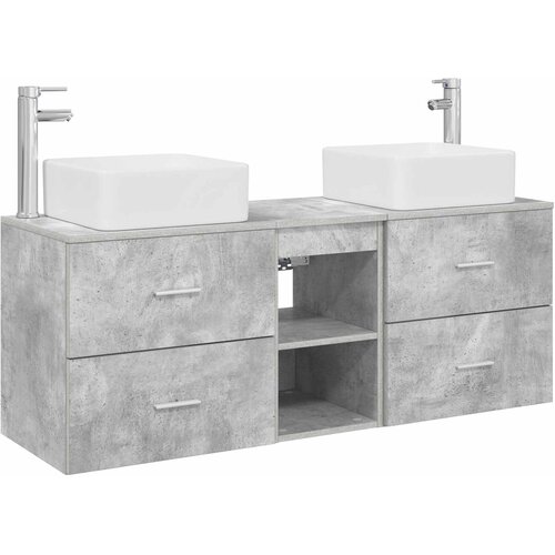  Set ormarića za kupaonicu 3 kom. Betonska siva 129 x 41 x 80 cm Slike
