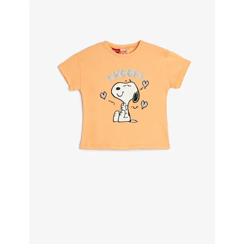 Koton Snoopy Licensed T-Shirt Short Sleeved Crew Neck Cotton
