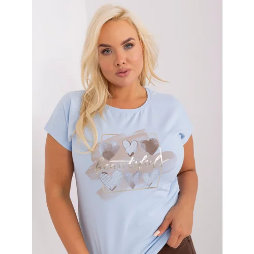 Fashion Hunters Light blue blouse plus size with print