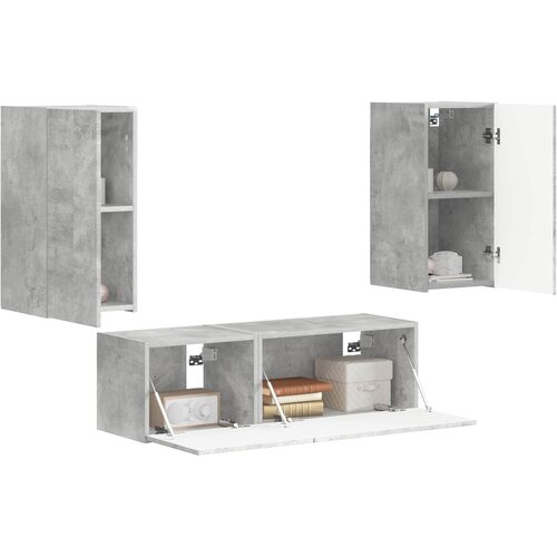  Set zidnog ormarića za TV 4 pcs Betonski sivi Konstruirano drvo Slike