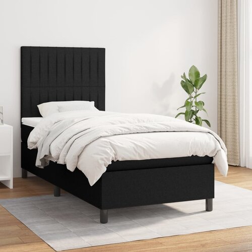 VidaXL Box spring krevet s madracem crni 90x190 cm od tkanine Slike