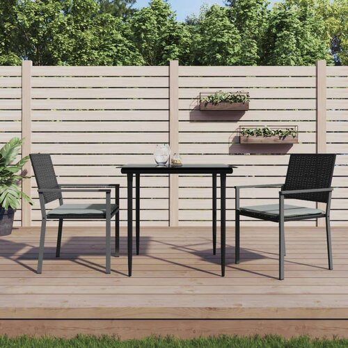  Vrtne stolice s jastucima 2 kom crne 54x62 5x89 cm poliratan Slike