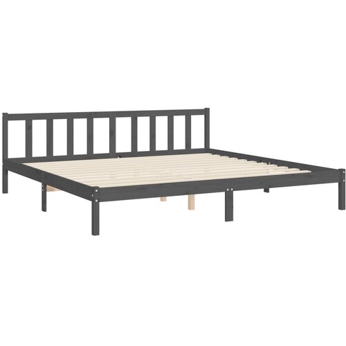  Okvir za krevet s uzglavljem sivi 200 x 200 cm od masivnog drva Slike