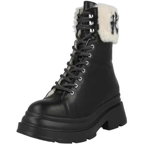 Karl Lagerfeld Škornji z vezalkami 'DANTON' črna / bela