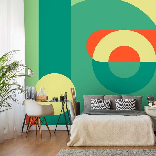  Samoljepljiva foto tapeta - Geometric Wreath (Green) 294x210 Slike