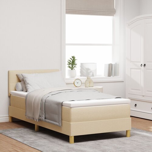 VidaXL vzmetnica na okvirju z vzmetnico krem 90x200 cm tkanina Slike