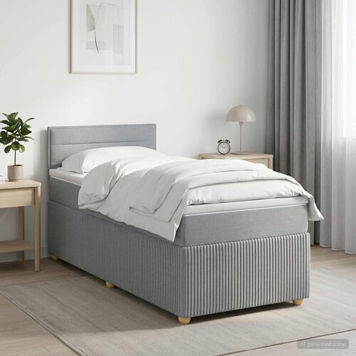  Boxspring krevet s madracem Svjetlosiva 90 x 190 cm Tkanina Slike