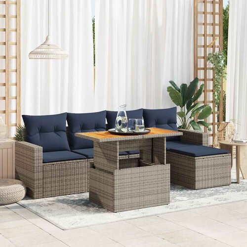 vidaXL 6-dijelni set vrtnih sofa od poliratana s jastucima sivi Cijene